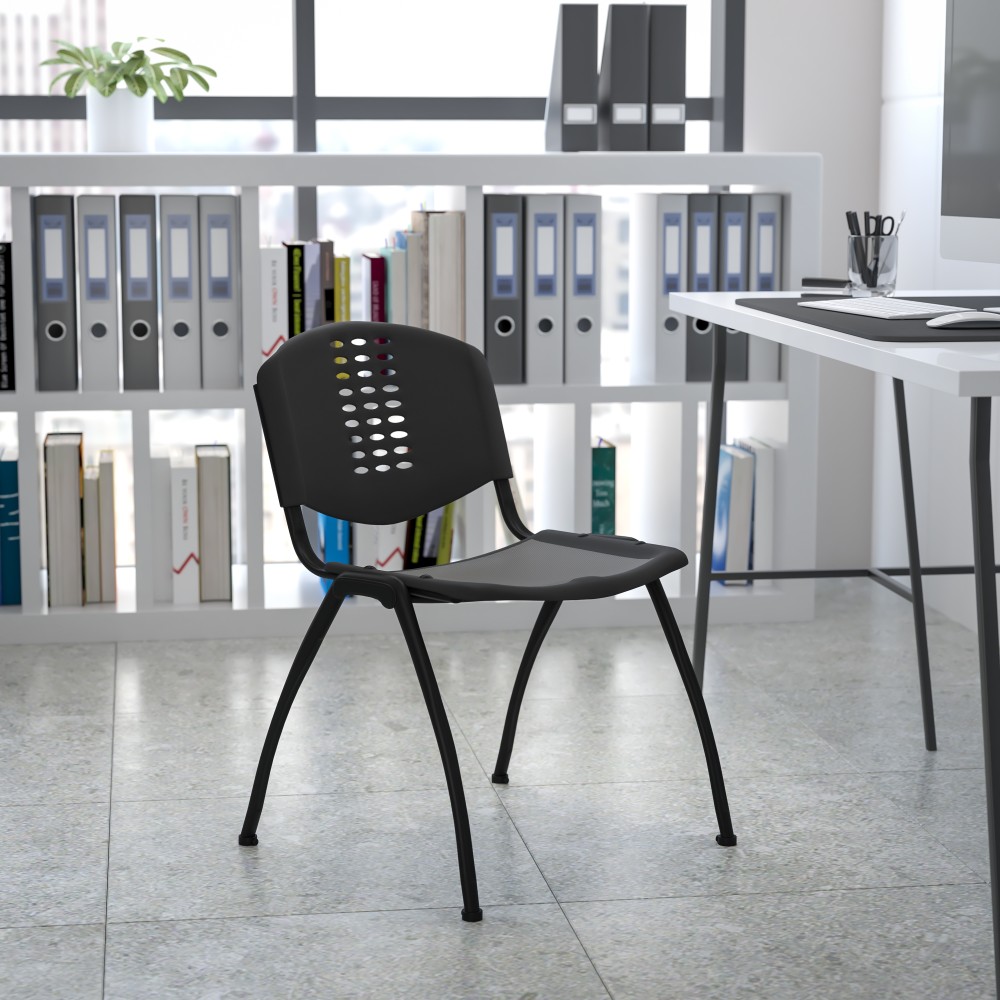Flash Furniture HERCULES Series Stack Chair, Black