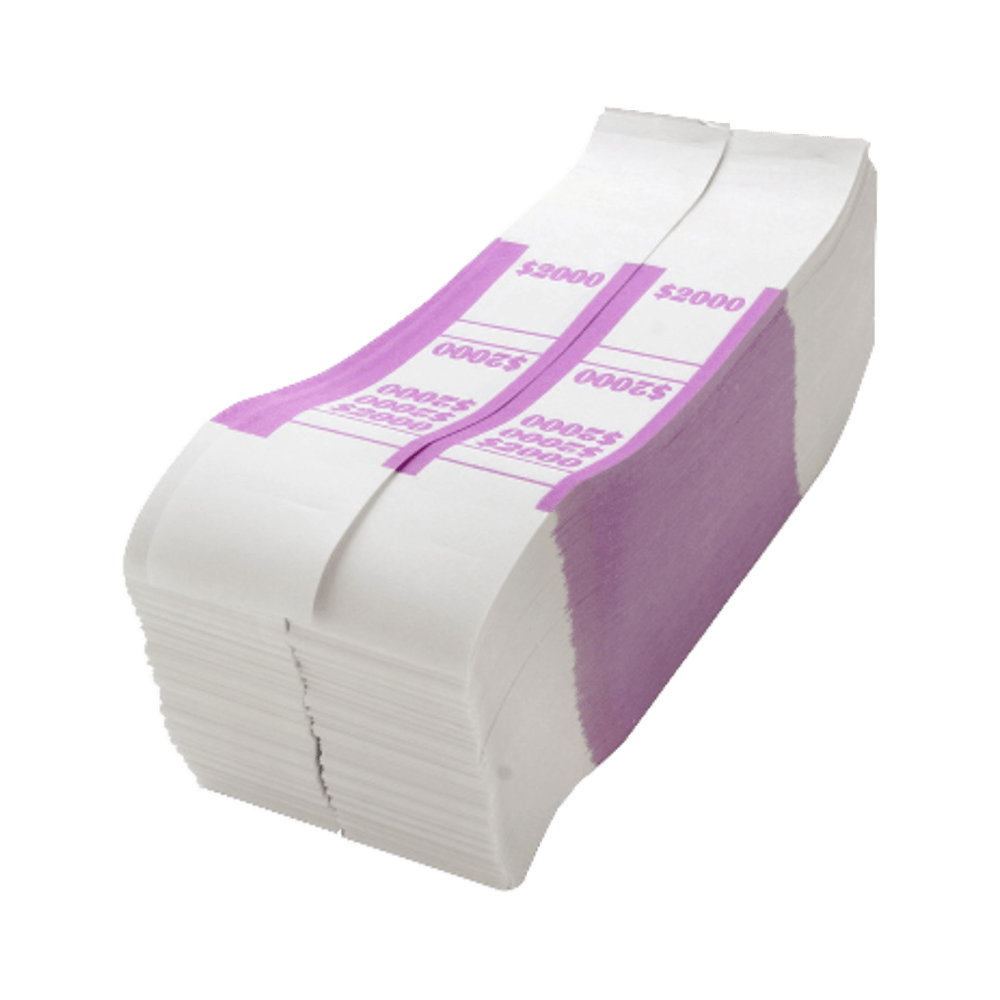Sparco Kraft Paper ABA Bill Straps, $2,000, Violet/White,
