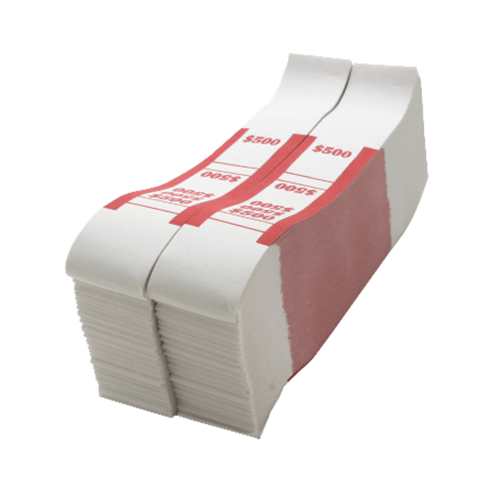 Sparco White Kraft ABA Bill Straps, $500, Red/White,
