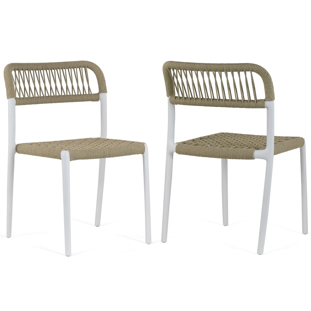 Glamour Home Belen Fabric Dining Accent Chairs, Blue/White,