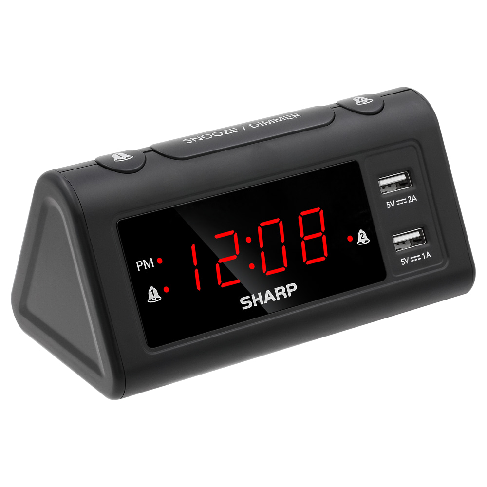 Sharp Dual Digital Alarm Clock with 2 USB
