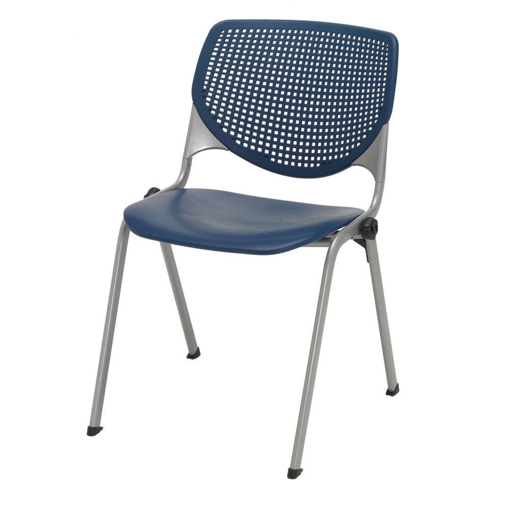 KFI Studios KOOL Stacking Chair, Navy/Silver