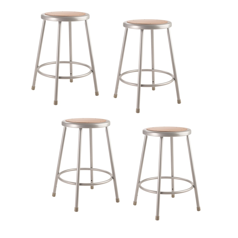 National Public Seating Hardboard Stools, 24"H, Gray, Set