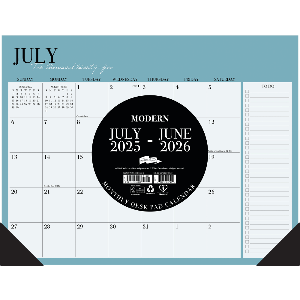 2025-2026 Willow Creek Press Academic Monthly Desk Pad