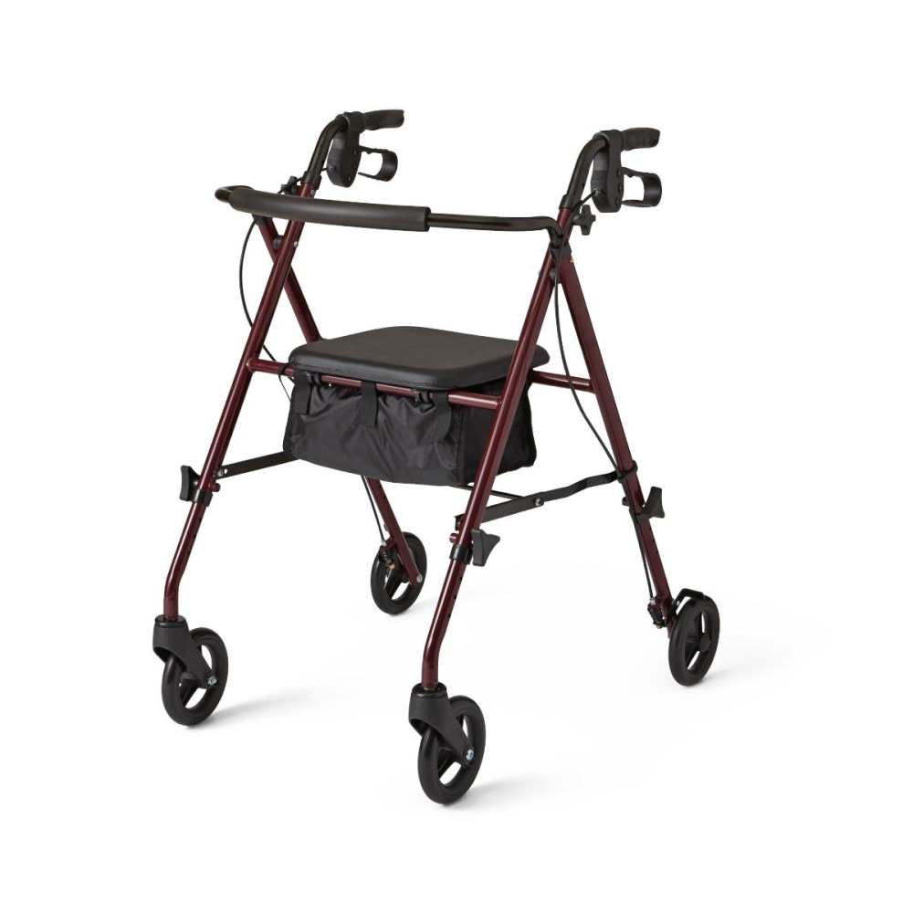 Medline Adjustable Steel Rollator With Seat, 36" x