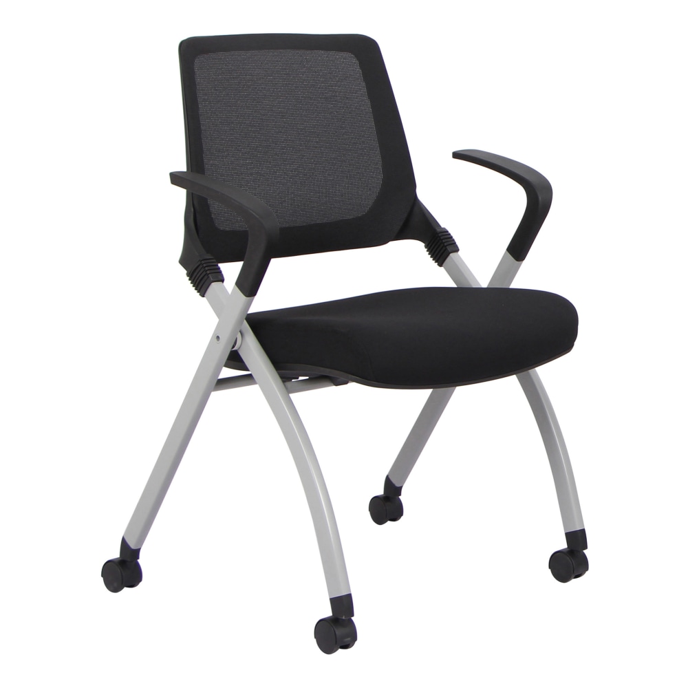 WorkPro® AnyPlace Mesh/Fabric Folding Nesting Chairs, Black, Pack