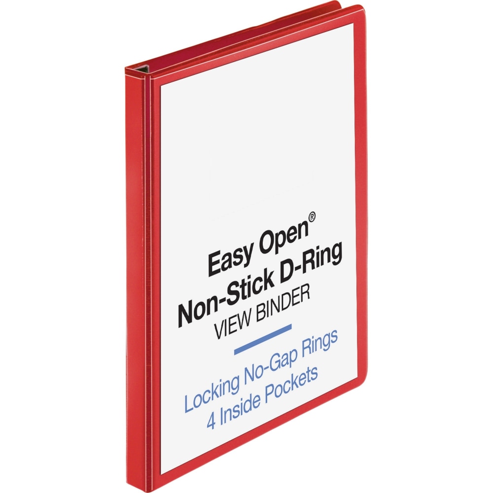 Business Source Red D-Ring Binder, 1" Ring, 8