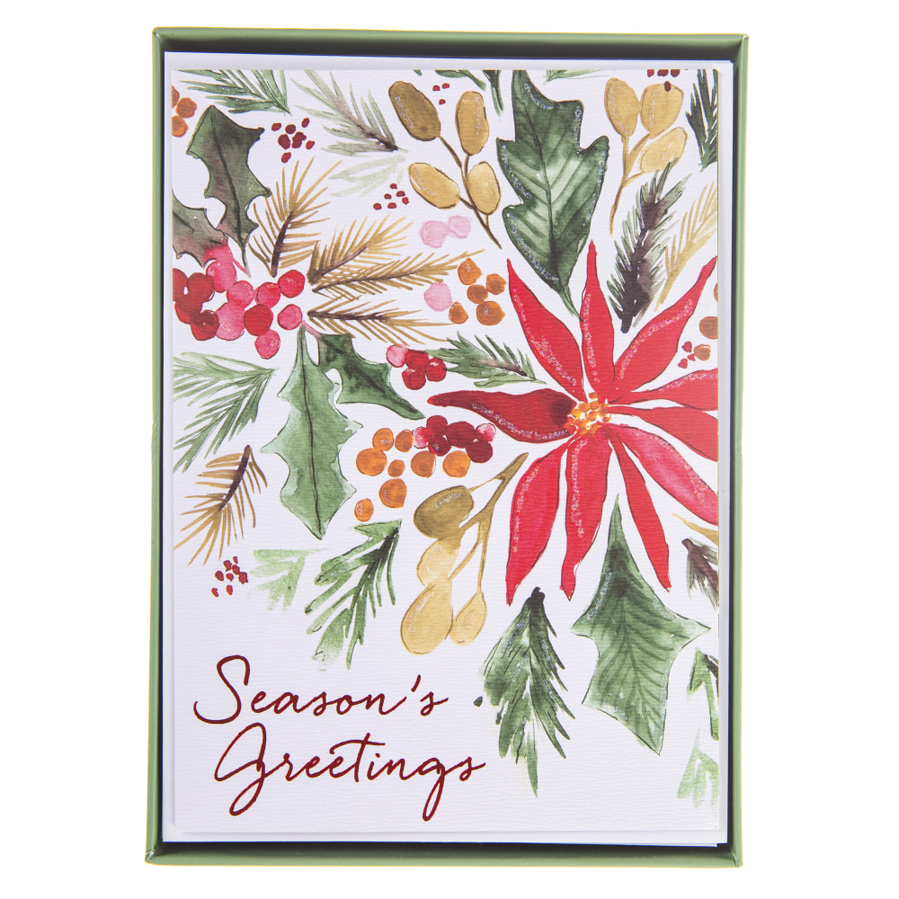 Graphique Holiday Boxed Cards, 5" x 7", Poinsettias,