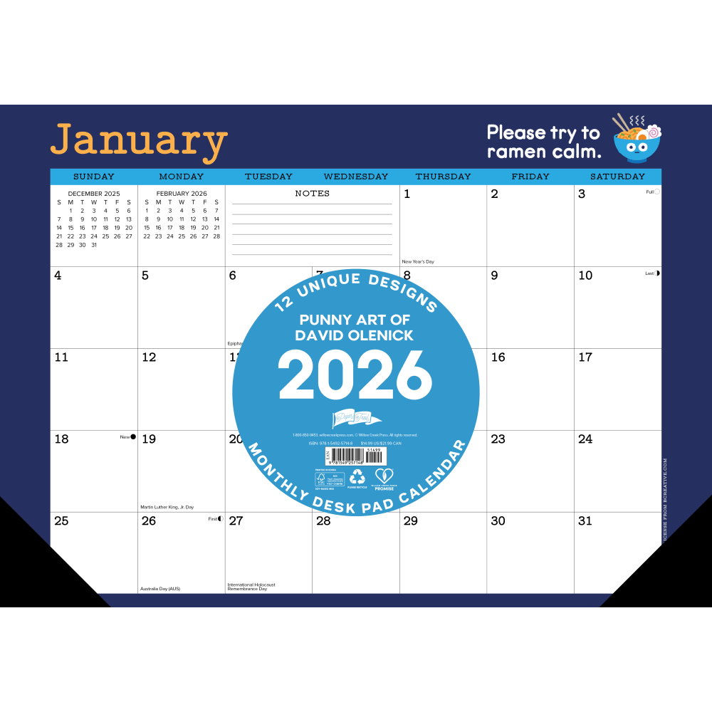 2026 Willow Creek Press Monthly Desk Pad Calendar,