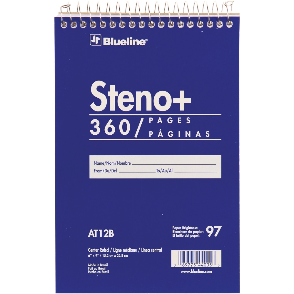 Blueline White Paper Wirebound Steno Pad - 180