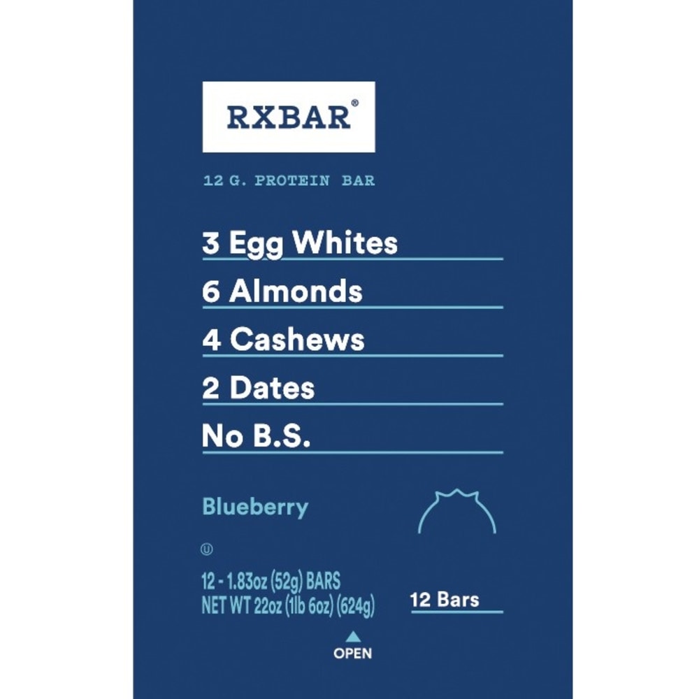 RXBAR Protein Bars, Blueberry, 1.8 Oz, Pack Of