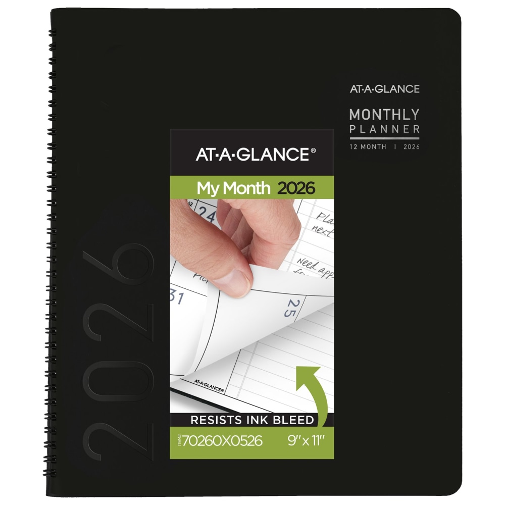 AT-A-GLANCE® Contemporary 2026 Monthly Planner, Black, Large,
