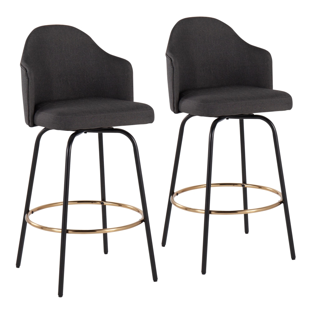 LumiSource Ahoy Fixed-Height Counter Stools, Charcoal/Black/Gold,