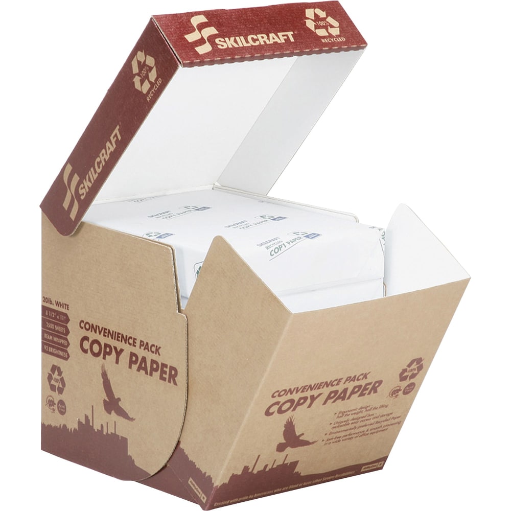 SKILCRAFT® Ream-Wrapped Copy Paper, 5 Reams, White, Letter