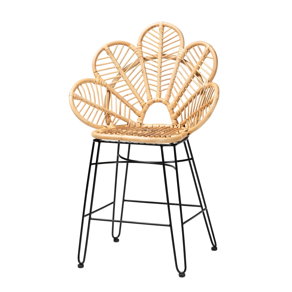bali & pari Garan Counter Stool, Natural Brown/Black