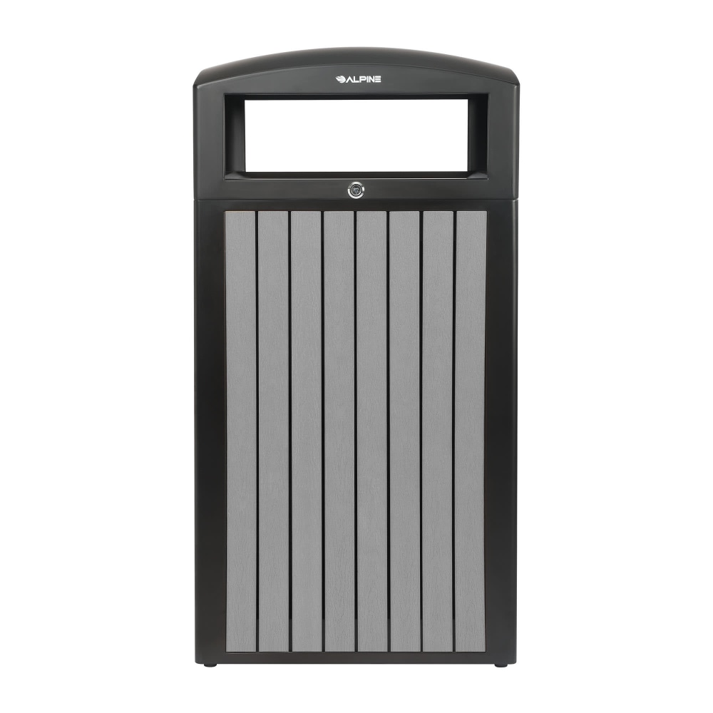 Alpine Slatted Plastic Panel Outdoor Trash Can, 40