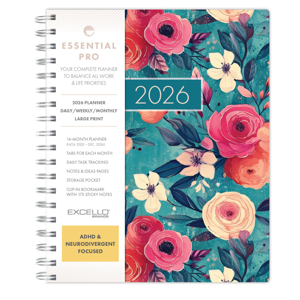 2026 Excello Brands Essential PRO Daily/Weekly/Monthly Planner,