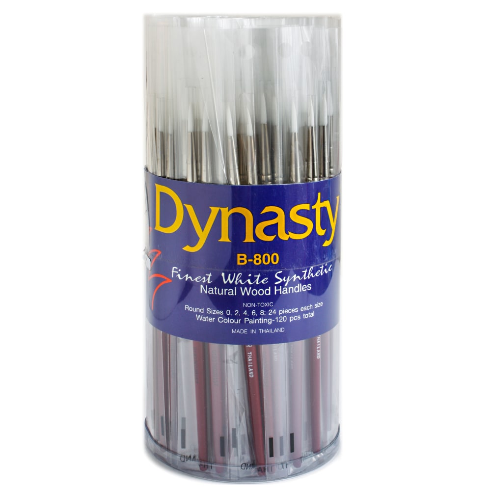 Dynasty White Paint Brushes B-800, Assorted Sizes, Round