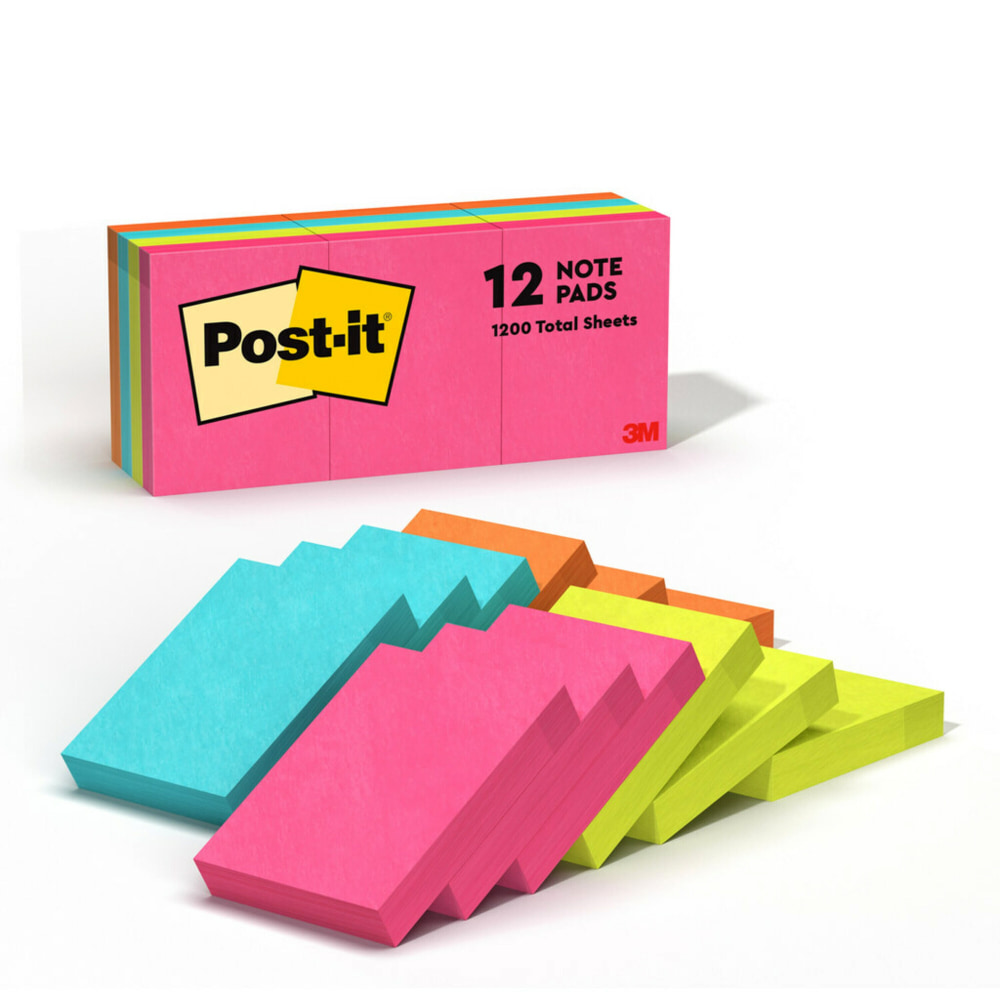 Post-it Notes, 12 Pads, 1 3/8 in x