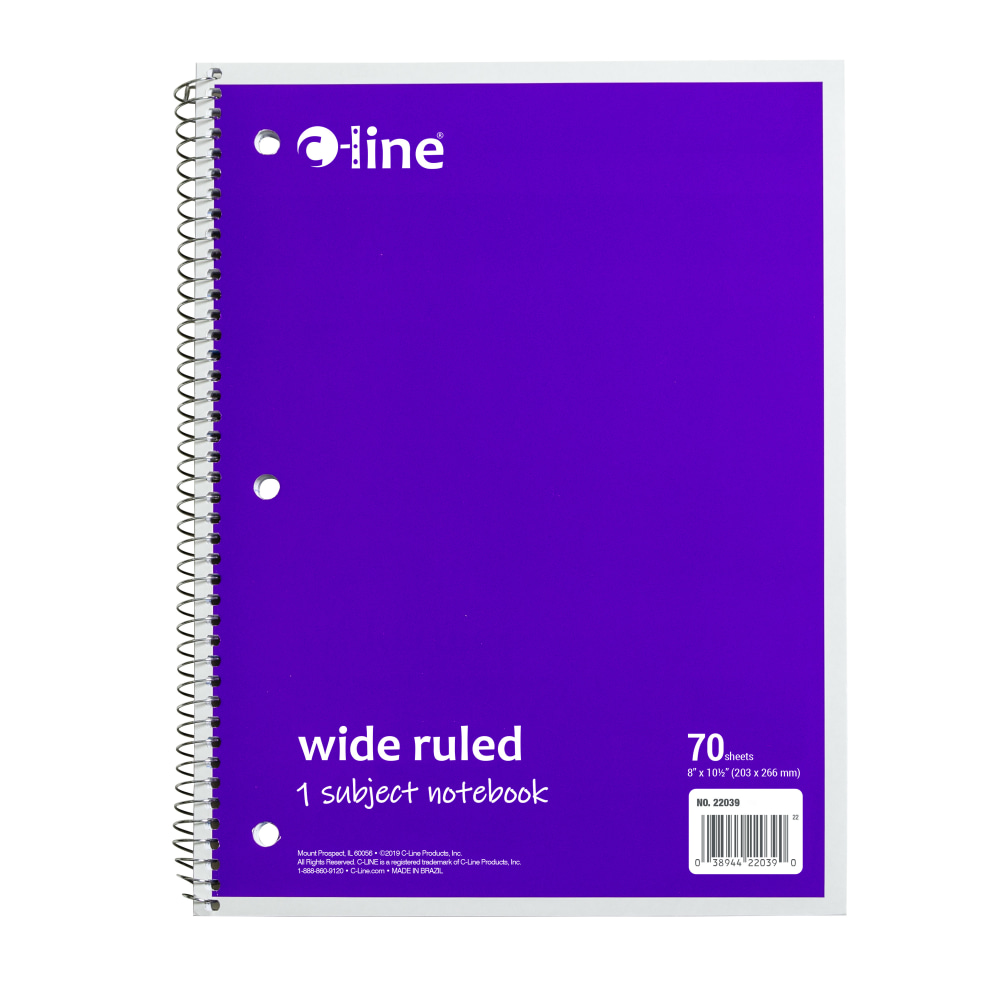 C-Line Wide Rule Spiral Notebooks, 8" x 10-1/2",