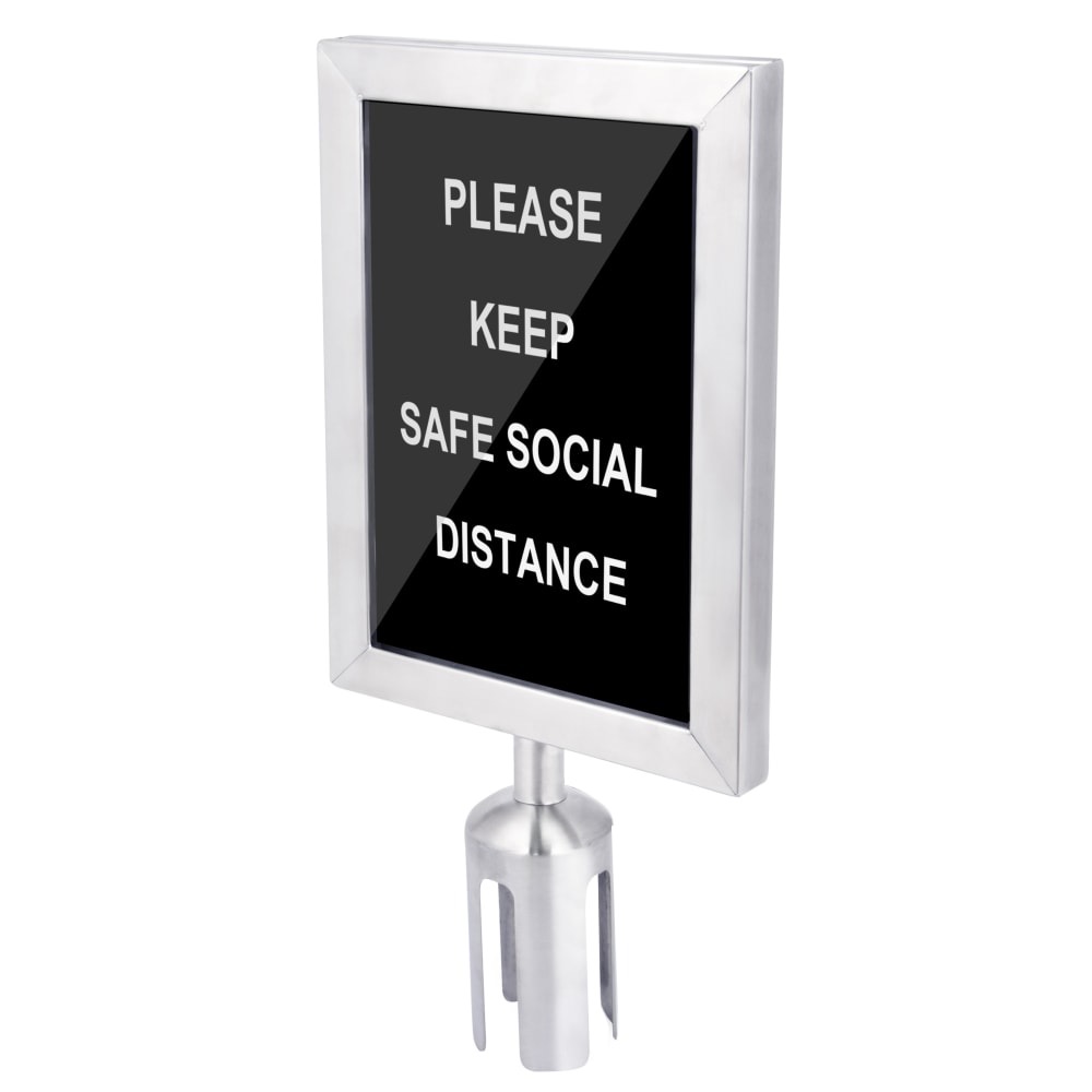 CSL Double-Sided Sign Holder For 6&#x27; Stanchion, Stainless