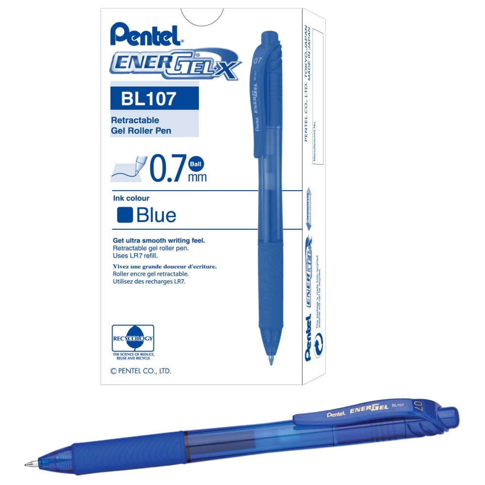 Pentel® EnerGel™ Retractable Gel Pens, Medium, 0.7 mm,