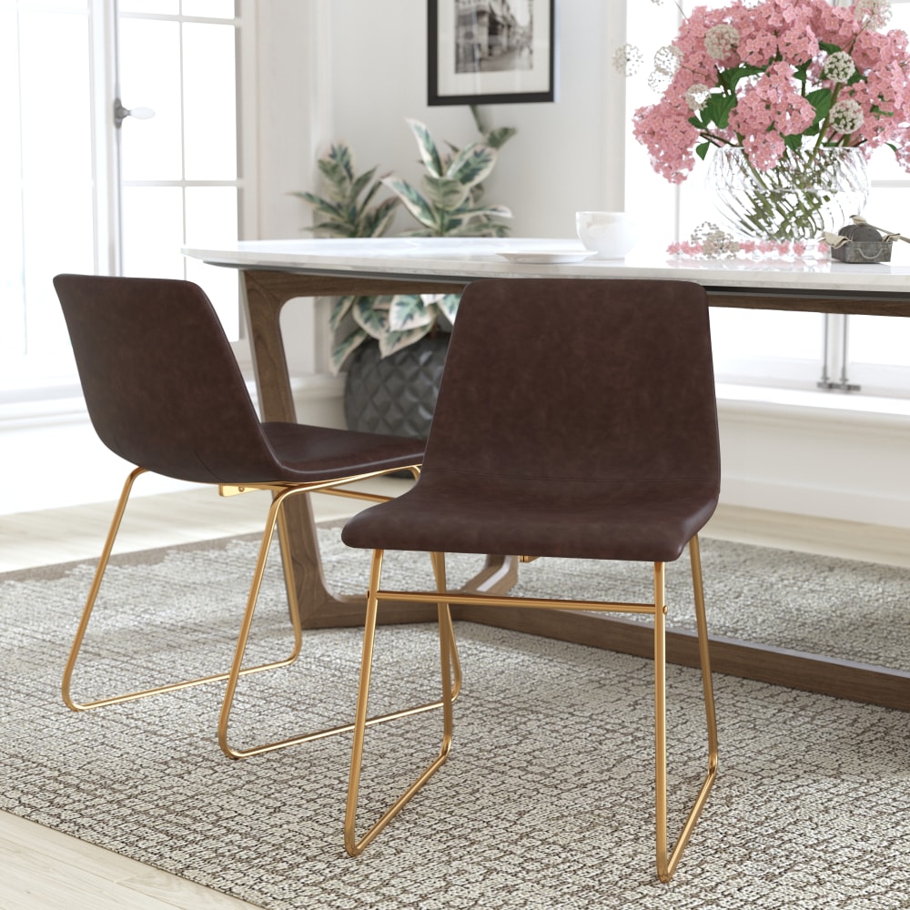 Flash Furniture Commercial Grade Dining Chairs, Dark Brown/Gold,