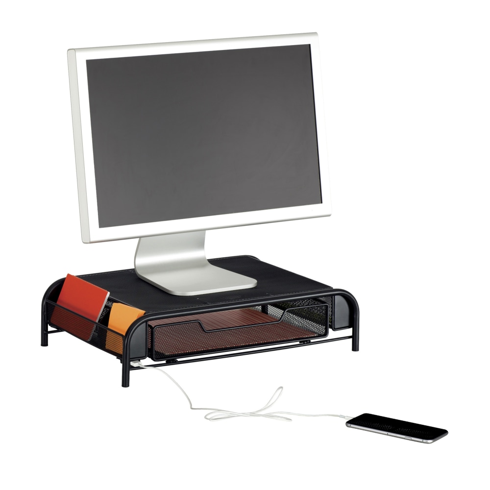 Safco® USB Powered Onyx™ Mesh Desk Organizer, Monitor