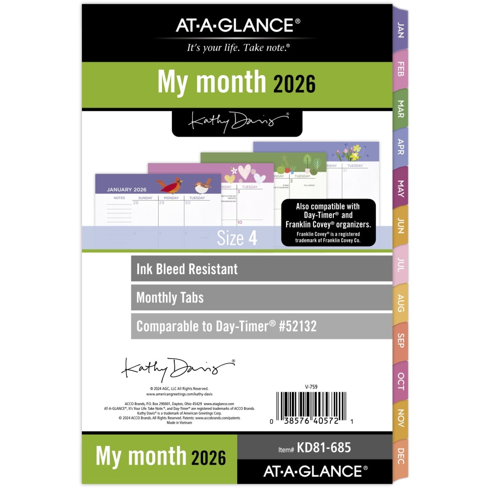 AT-A-GLANCE® Kathy Davis® 2026 Monthly Planner Refill,