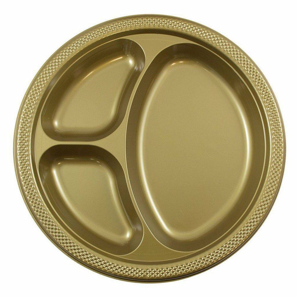 JAM PAPER Plastic 3 Compartment Divided Plates, Large,