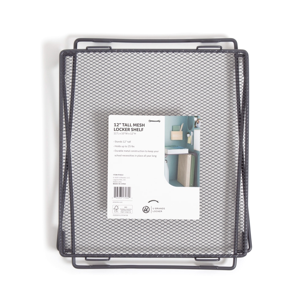 U Brands® Mesh Locker Shelf Organizer, 12"H x
