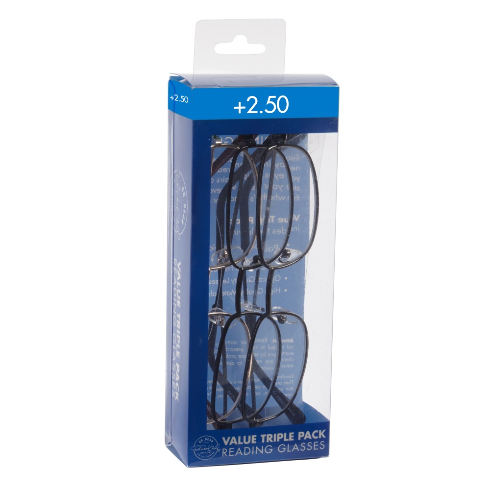 Dr. Dean Edell Plastic Reading Glasses, Metal, +2.50,