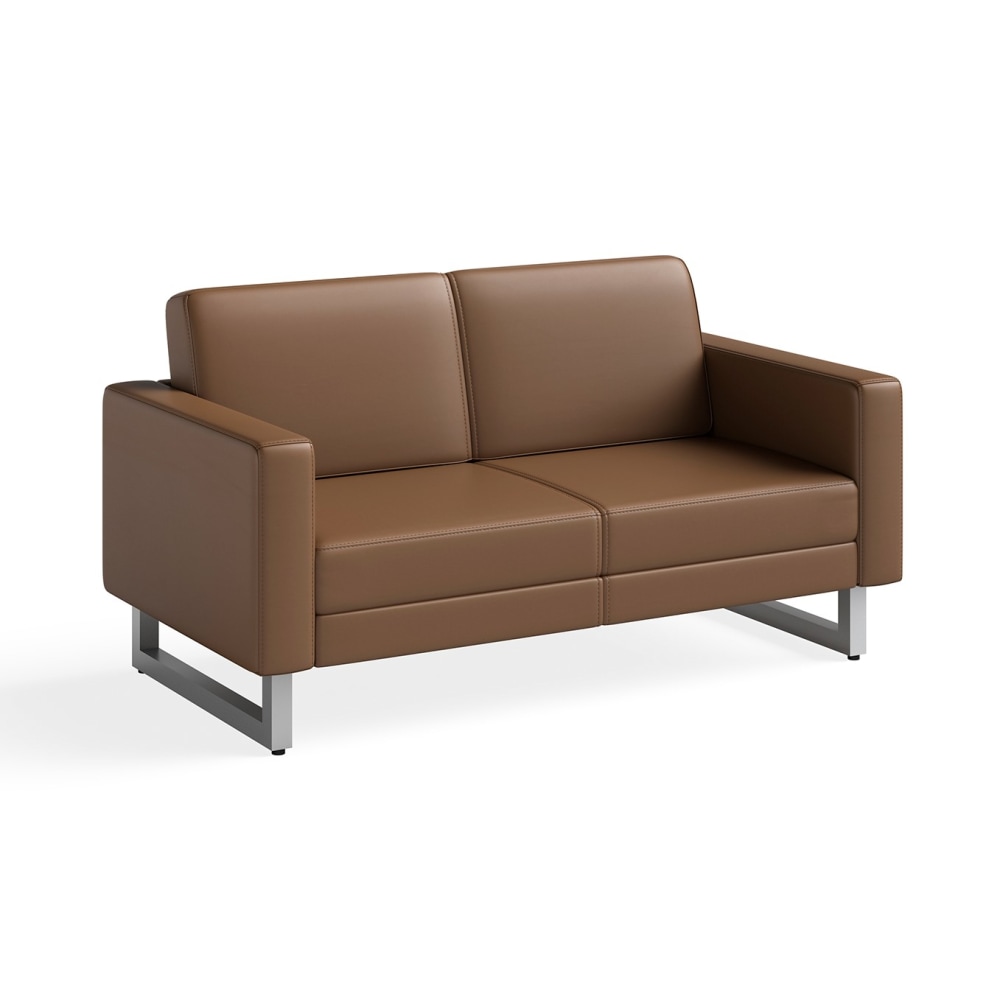 Safco® Mirella Lounge Settee, Cognac/Silver