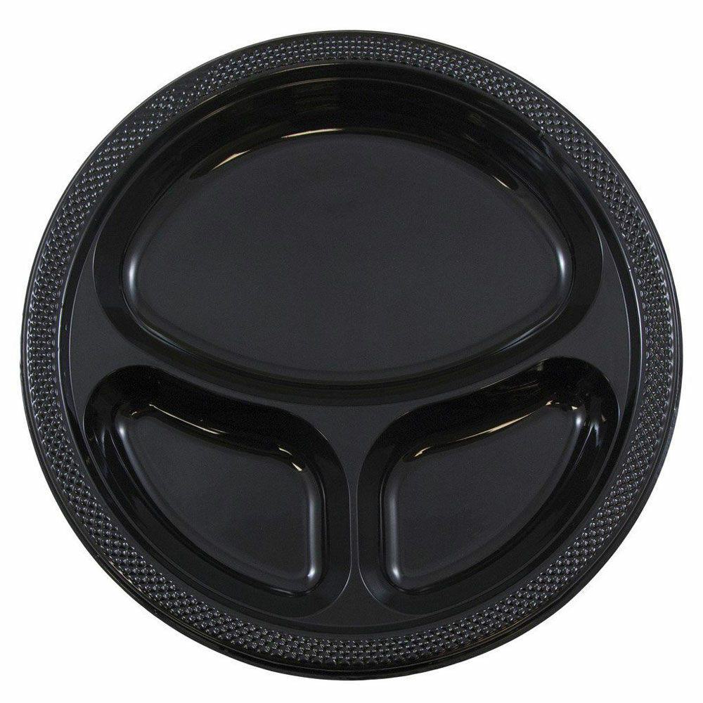 JAM PAPER Plastic 3 Compartment Divided Plates, Large,