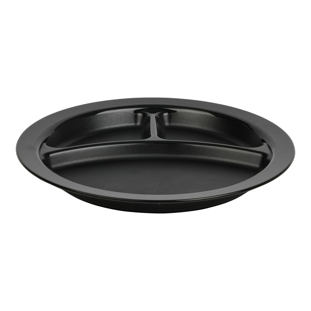 Cambro Camwear® 3-Compartment Dinnerware Plates, 9", Black,