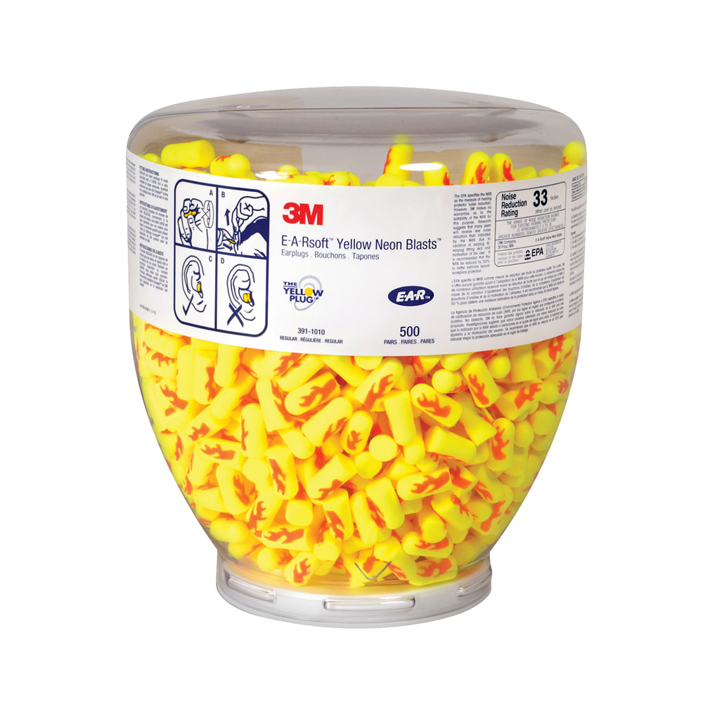 3M E-A-Rsoft Uncorded Foam Ear Plugs, Neon Yellow,
