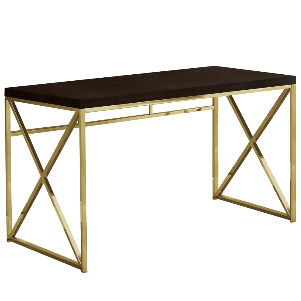 Monarch Specialties Lynn 48"W Computer Desk, Espresso/Gold