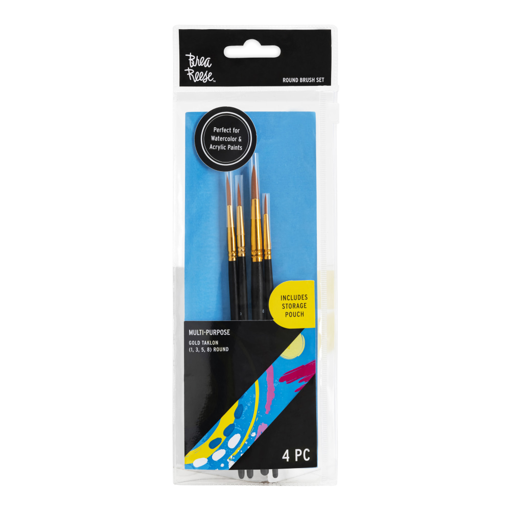 Brea Reese 4-Piece Round Paintbrush Set, Black