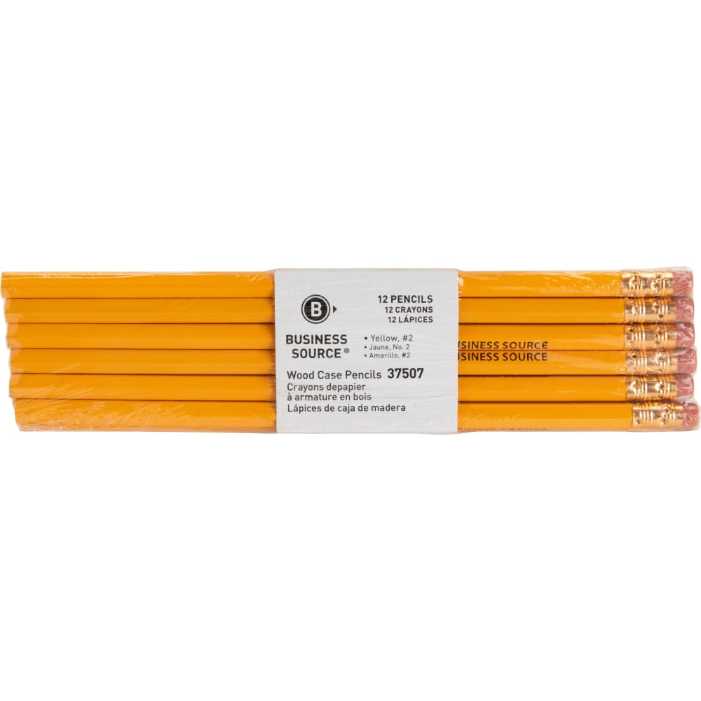 Business Source Woodcase Pencils, #2 Lead, Yellow Barrel,