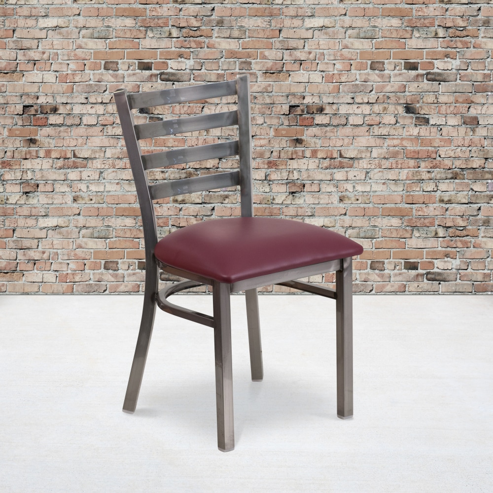 Flash Furniture Ladder Back Restaurant Chair, Burgundy/Clear