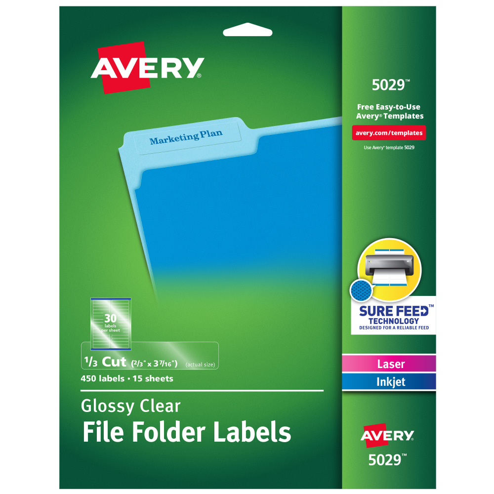 Avery® File Folder Labels, Sure Feed® Technology, Permanent