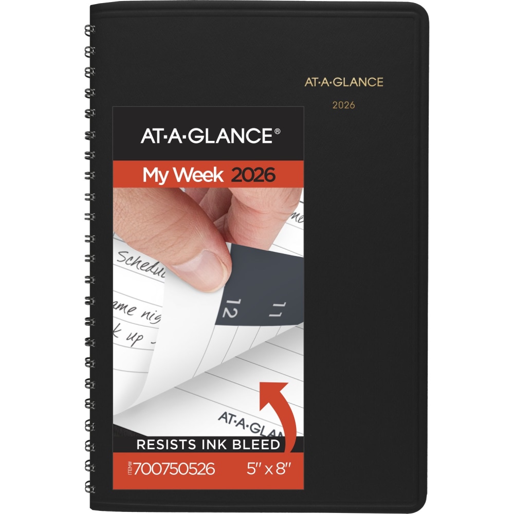 AT-A-GLANCE® 2026 Weekly Appointment Book Planner, Black, Small,
