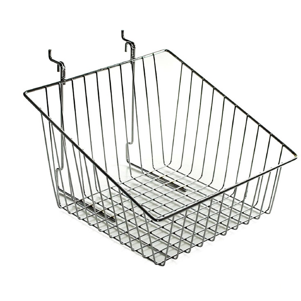 Azar Displays Chrome Wire Baskets, Medium Size, Sloped,