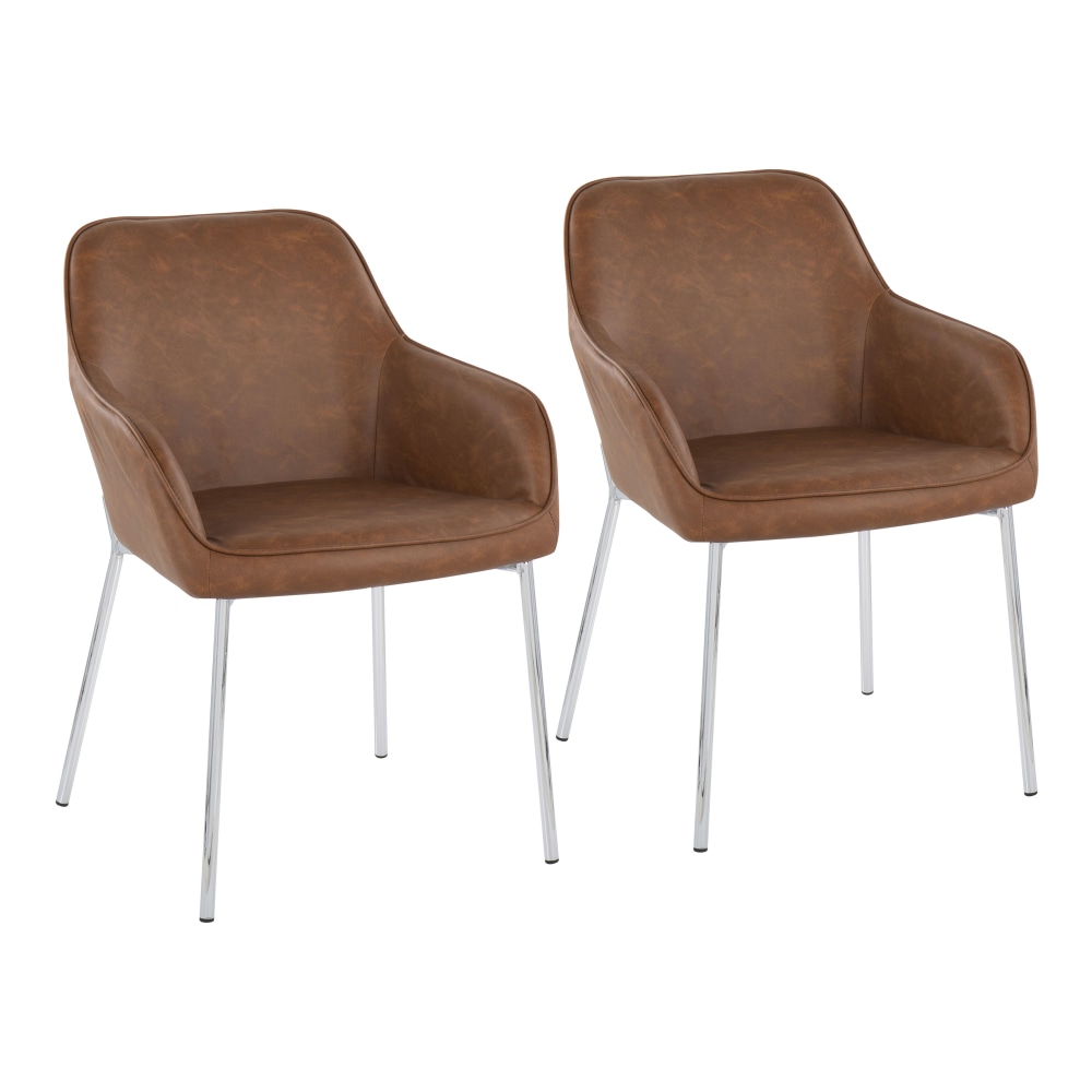 LumiSource Daniella Contemporary Dining Chairs, Camel/Chrome, Set