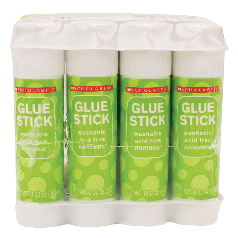 Scholastic Glue Sticks, 0.32 Oz., Clear, Pack Of