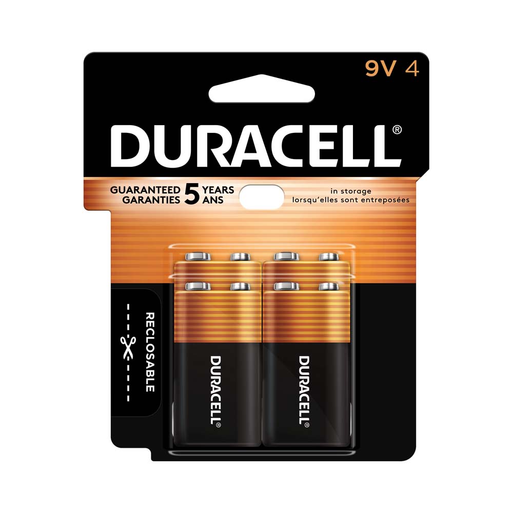 Duracell Coppertop 9-Volt Alkaline Batteries, Pack Of 4,