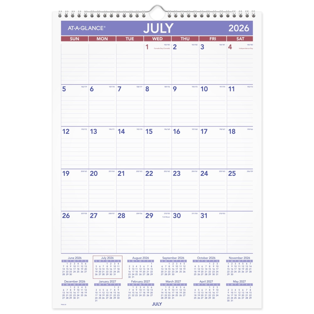 AT-A-GLANCE® Academic 2026-2027 Monthly Wall Calendar, Medium,