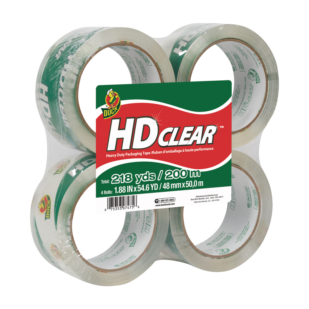 Duck® HD Clear™ Heavy-Duty Packaging Tape, 1.88" x