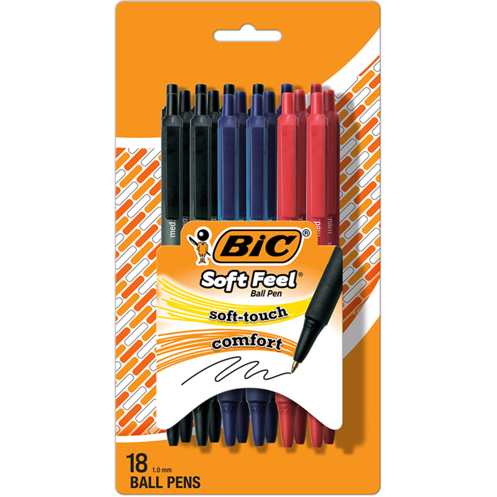 BIC Soft Feel Retractable Ball Point Pen, Medium