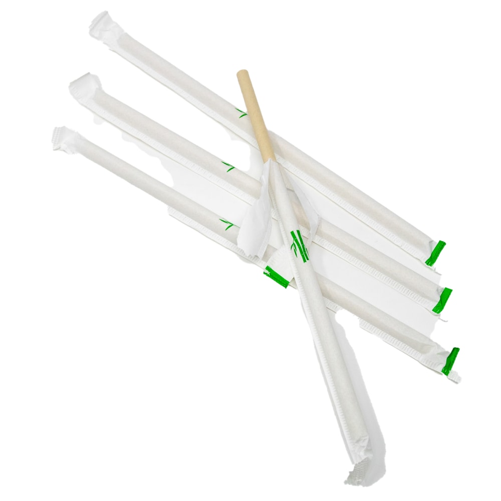 Purely Bamboo Fiber Drinking Straws, 8", Brown, Pack